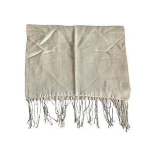 Treasure House Women’s Cream Silk Blend Fringe Scarf 12.5”x62.5” Soft Cozy